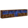 Modern Smoked Oak Sideboard with LED Lights - 283x37 cm