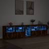 Modern Smoked Oak Sideboard with LED Lights - 283x37 cm