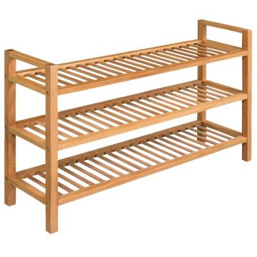 Solid Oak Shoe Rack with 3 Shelves | 100x27x60 cm