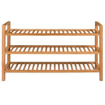 Solid Oak Shoe Rack with 3 Shelves | 100x27x60 cm