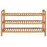 Solid Oak Shoe Rack with 3 Shelves | 100x27x60 cm