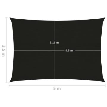 Sunshade Sail 3.5x5m Black - UV Resistant & Durable HDPE