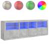 Modern Sideboard with LED Lights - Concrete Grey 202x37x67 cm