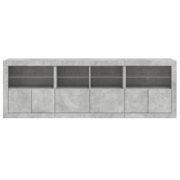 Modern Sideboard with LED Lights - Concrete Grey 202x37x67 cm