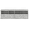 Modern Sideboard with LED Lights - Concrete Grey 202x37x67 cm