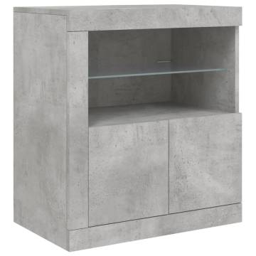 Modern Sideboard with LED Lights - Concrete Grey 202x37x67 cm