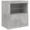 Modern Sideboard with LED Lights - Concrete Grey 202x37x67 cm