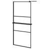 Walk-in Shower Wall with Shelf - 90x195 cm Black ESG Glass