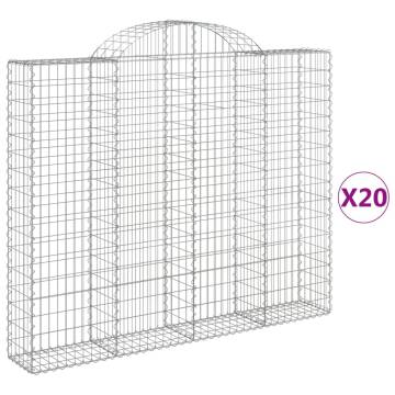 Arched Gabion Baskets - 20 Pcs Galvanised Iron | HipoMarket