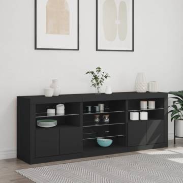 Stylish Black LED Sideboard - 181.5x37x67 cm | Hipomarket