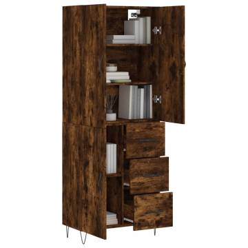 Stylish Highboard in Smoked Oak - 69.5x34x180 cm