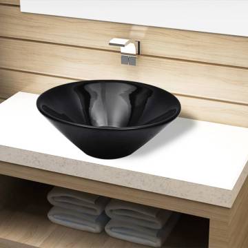 Black Round Ceramic Bathroom Sink Basin | Stylish & Modern