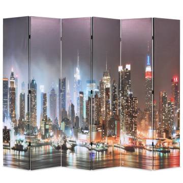 Folding Room Divider 228x170 cm New York by Night - Hipomarket