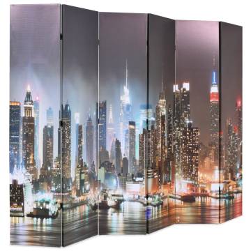 Folding Room Divider 228x170 cm New York by Night - Hipomarket