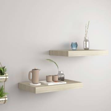 Stylish Floating Wall Shelves - 2 pcs Oak | HipoMarket