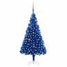 Artificial Pre-lit Christmas Tree with Ball Set Blue 210 cm PVC Colour blue and gold Size 210 x 120 cm Quantity in Package 1 Number of Branch Tips 