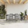 7 Piece Garden Dining Set Grey and Black Poly Rattan and Steel Size 200 cm table length Number of 6 