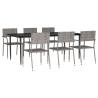 7 Piece Garden Dining Set - Grey & Black Poly Rattan & Steel