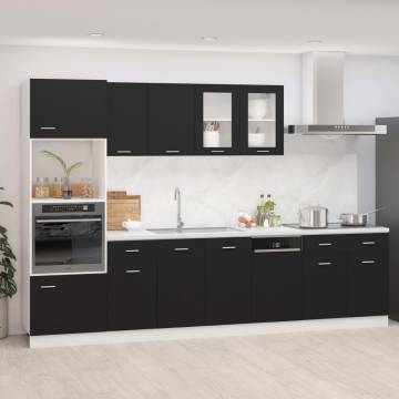 Elegant 7 Piece Kitchen Cabinet Set - Black Engineered Wood