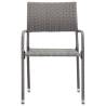 7 Piece Garden Dining Set - Grey & Black Poly Rattan & Steel