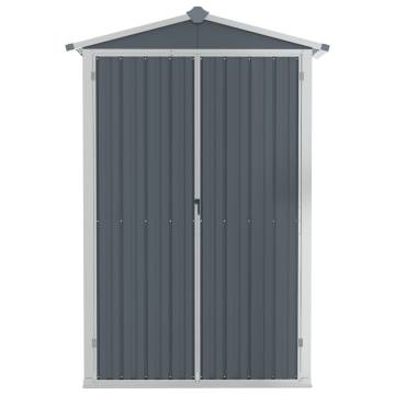 Durable Grey Garden Shed - Galvanised Steel 116x45x175 cm