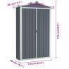 Durable Grey Garden Shed - Galvanised Steel 116x45x175 cm