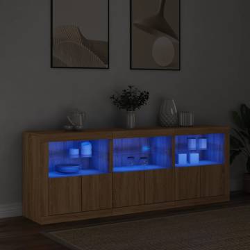 Modern Sideboard with LED Lights - Sonoma Oak 181.5x37x67 cm