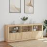 Modern Sideboard with LED Lights - Sonoma Oak 181.5x37x67 cm