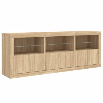 Modern Sideboard with LED Lights - Sonoma Oak 181.5x37x67 cm