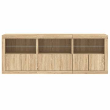 Modern Sideboard with LED Lights - Sonoma Oak 181.5x37x67 cm