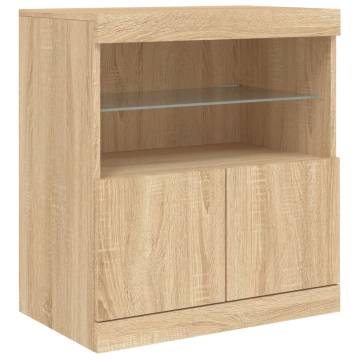 Modern Sideboard with LED Lights - Sonoma Oak 181.5x37x67 cm