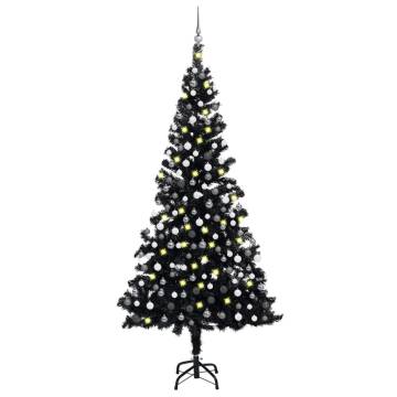 Black Pre-lit Christmas Tree with Ball Set - 210 cm PVC