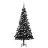 Artificial Pre-lit Christmas Tree with Ball Set Black 210 cm PVC Colour black and grey Size 210 x 120 cm Quantity in Package 1 Number of Branch Tips 