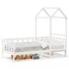 Day Bed with Roof White 90x200 cm Solid Wood Pine Colour white Size 90 x 200 cm 