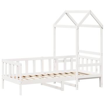 Day Bed with Roof - White Solid Pine 90x200 cm | Hipo Market