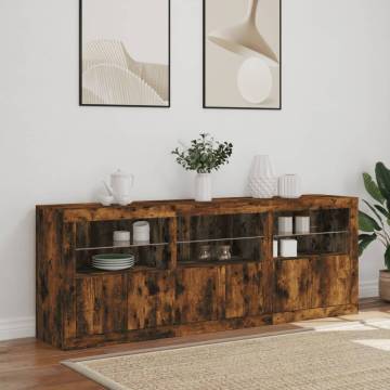 Stylish Smoked Oak Sideboard with LED Lights | Hipomarket