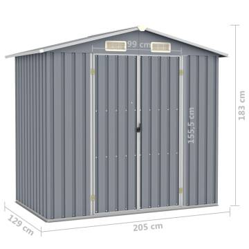 Garden Shed Grey 205x129x183 cm - Durable Galvanised Steel