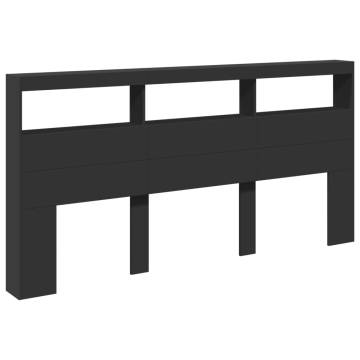 Modern Black Headboard Cabinet with LED - 200x17x102 cm