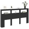 Modern Black Headboard Cabinet with LED - 200x17x102 cm