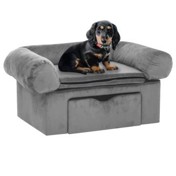 Dog Sofa with Drawer - Plush Grey 75x50x38 cm | Hipomarket