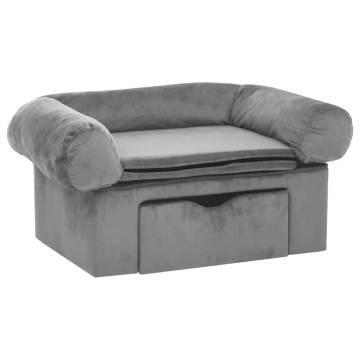 Dog Sofa with Drawer - Plush Grey 75x50x38 cm | Hipomarket