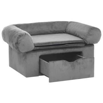 Dog Sofa with Drawer - Plush Grey 75x50x38 cm | Hipomarket