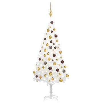 Pre-lit White Christmas Tree with Ornament Set - 120 cm