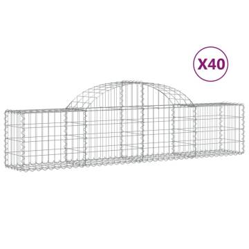 Arched Gabion Baskets - 40 pcs Galvanised Iron - 200x30x40/60 cm