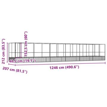 Aviary with Extension Silver 1246x207x212 cm Steel for Birds