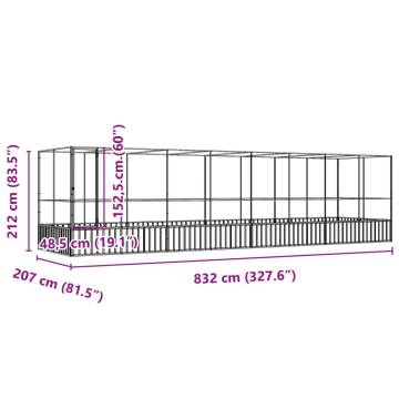 Aviary with Extension Silver - 832x207x212 cm Steel