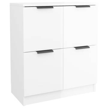 High Gloss White Sideboard | Modern Engineered Wood - 60x30x70 cm