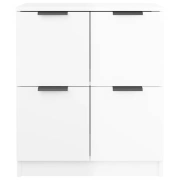 High Gloss White Sideboard | Modern Engineered Wood - 60x30x70 cm