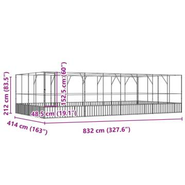 Aviary with Extension Silver - Spacious Steel Bird Cage