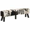 Stylish Black and White Goat Leather Bench - 160x28x50 cm